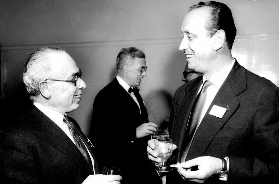 Austrian exile Robert Lucas (left) created satirical radio programs for the BBC’s German Service from 1940 (Credit: BBC)