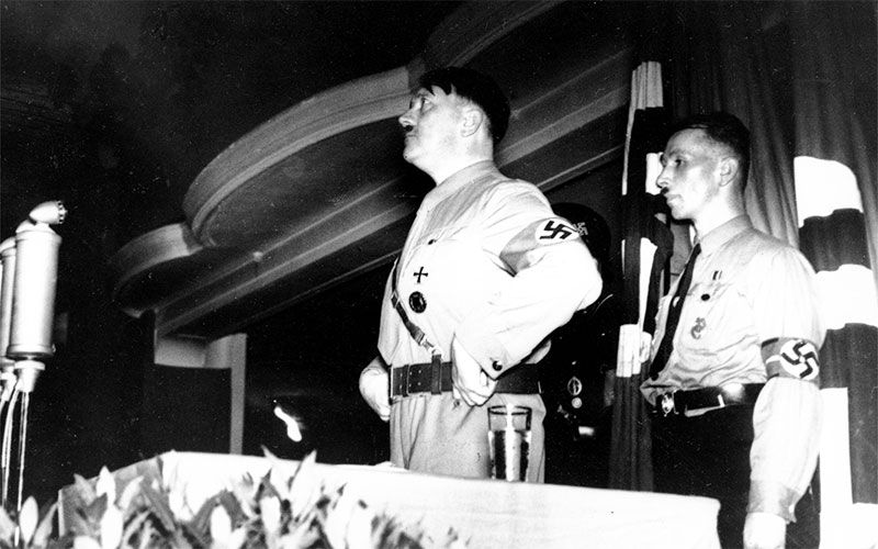 Adolf Hitler addresses leaders and members of the Nazi party in Munich