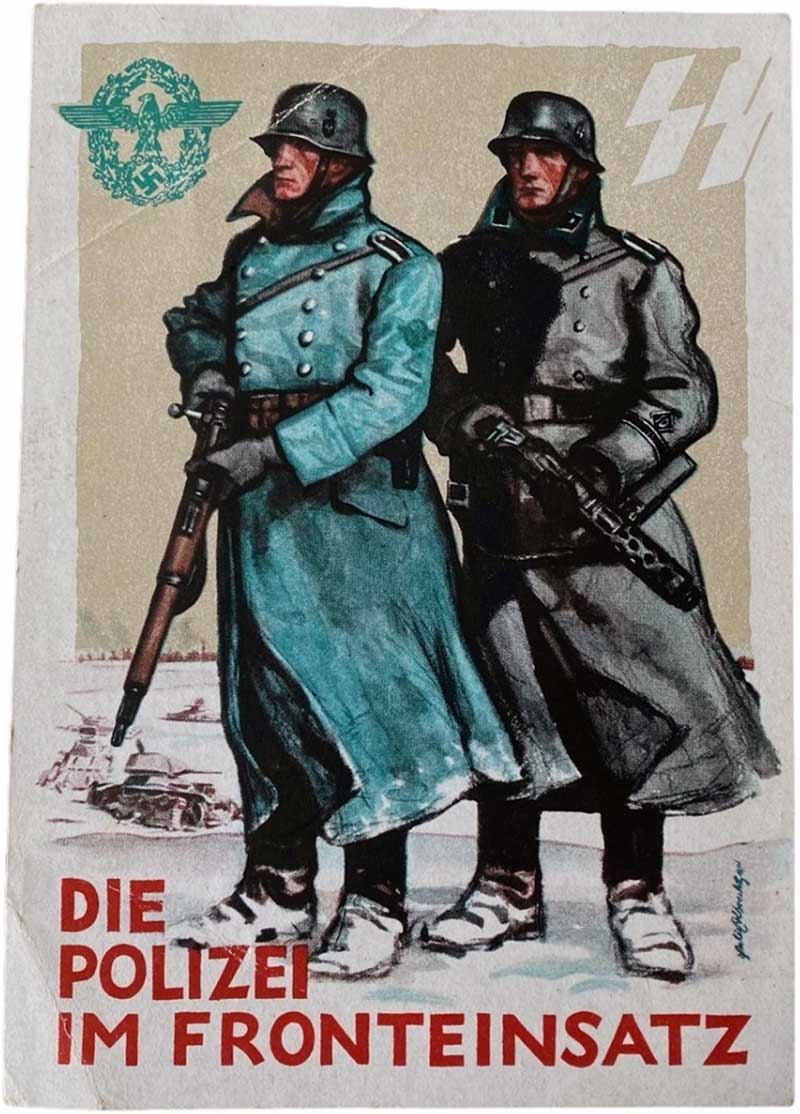 die polizei im fronteinsatz postcard the police on the front