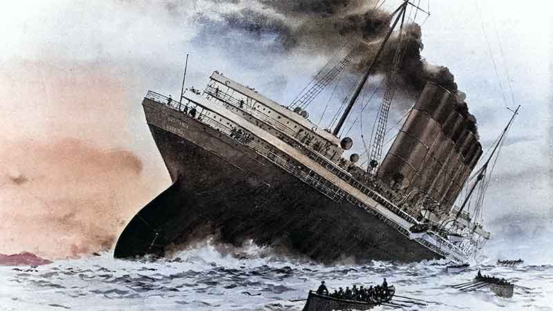 artwork sinking lusitania 1915