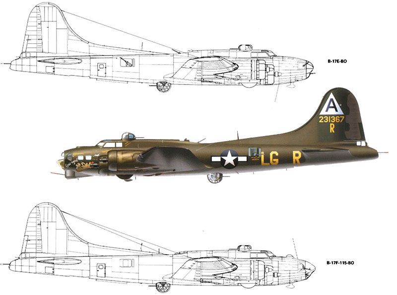 b17 flying fortess drawings wwii