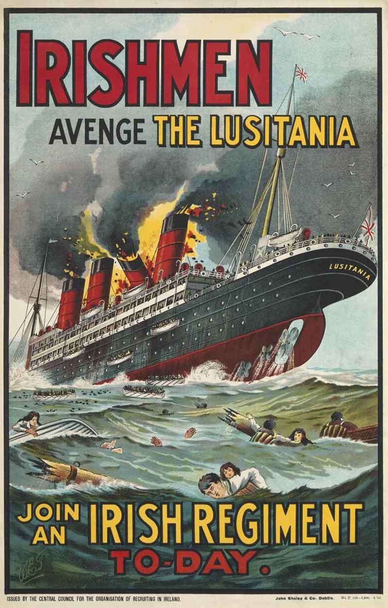 irishmen avenge the lusitania propaganda poster
