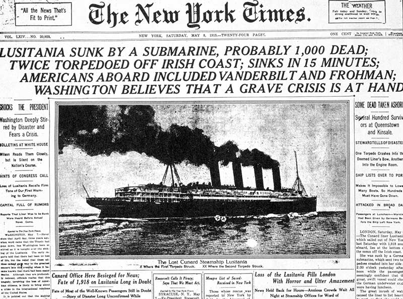 new york times 8 may 1915 lusitania sinking
