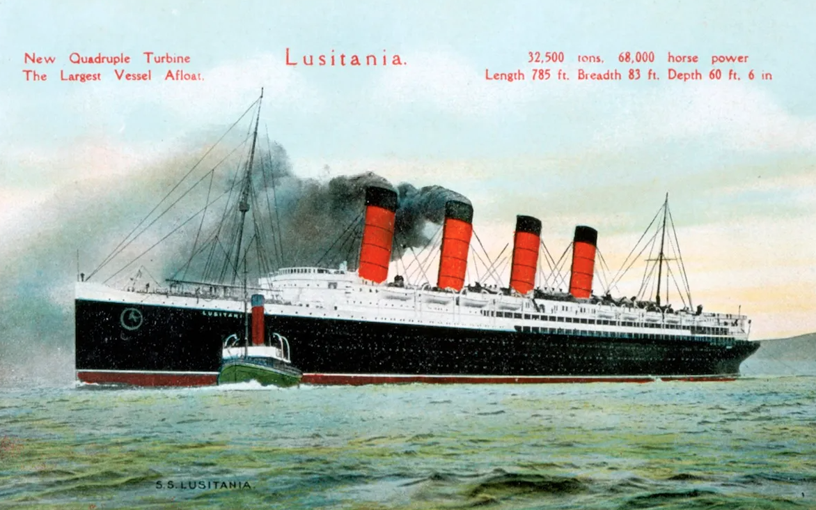 rms lusitania postcard artwork