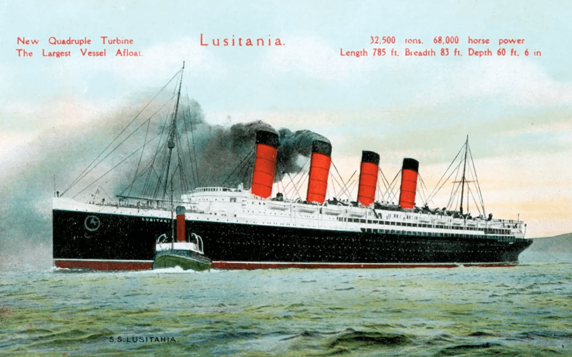 rms lusitania postcard artwork