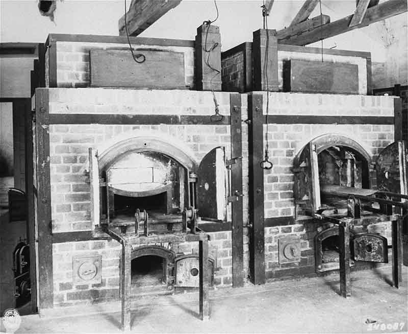 ovens inside the crematorium at dachau concentration camp