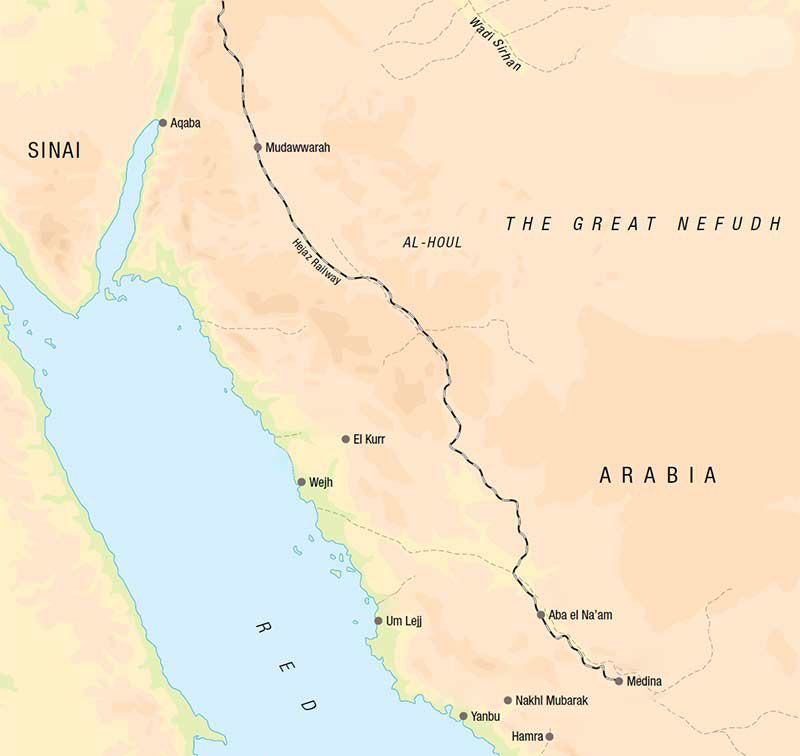 map arabia 1916 with railway