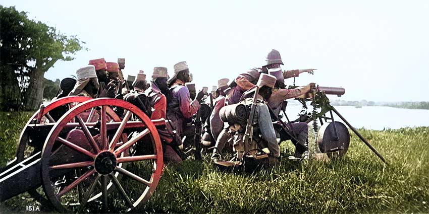 schutztruppe with maxim machine gun